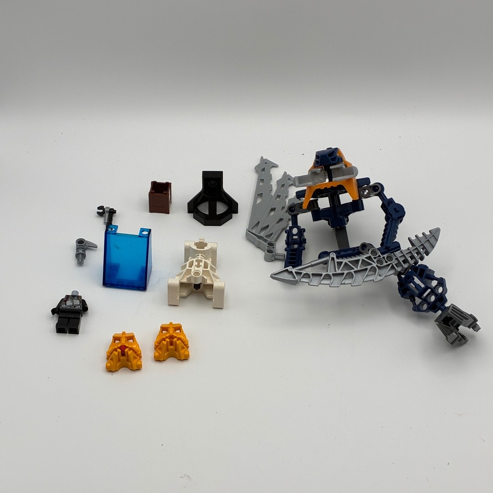 LEGO Bionicle Mixed Parts Lot Blue Orange White Silver Building Toy Pieces
